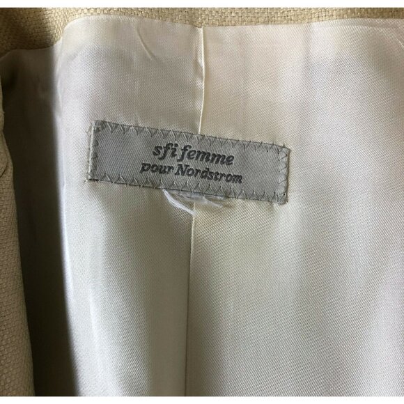 SFI Femme Pour Nordstrom Cream/Ivory Silk Blazer Two-Button Front sz S/M - Picture 7 of 12